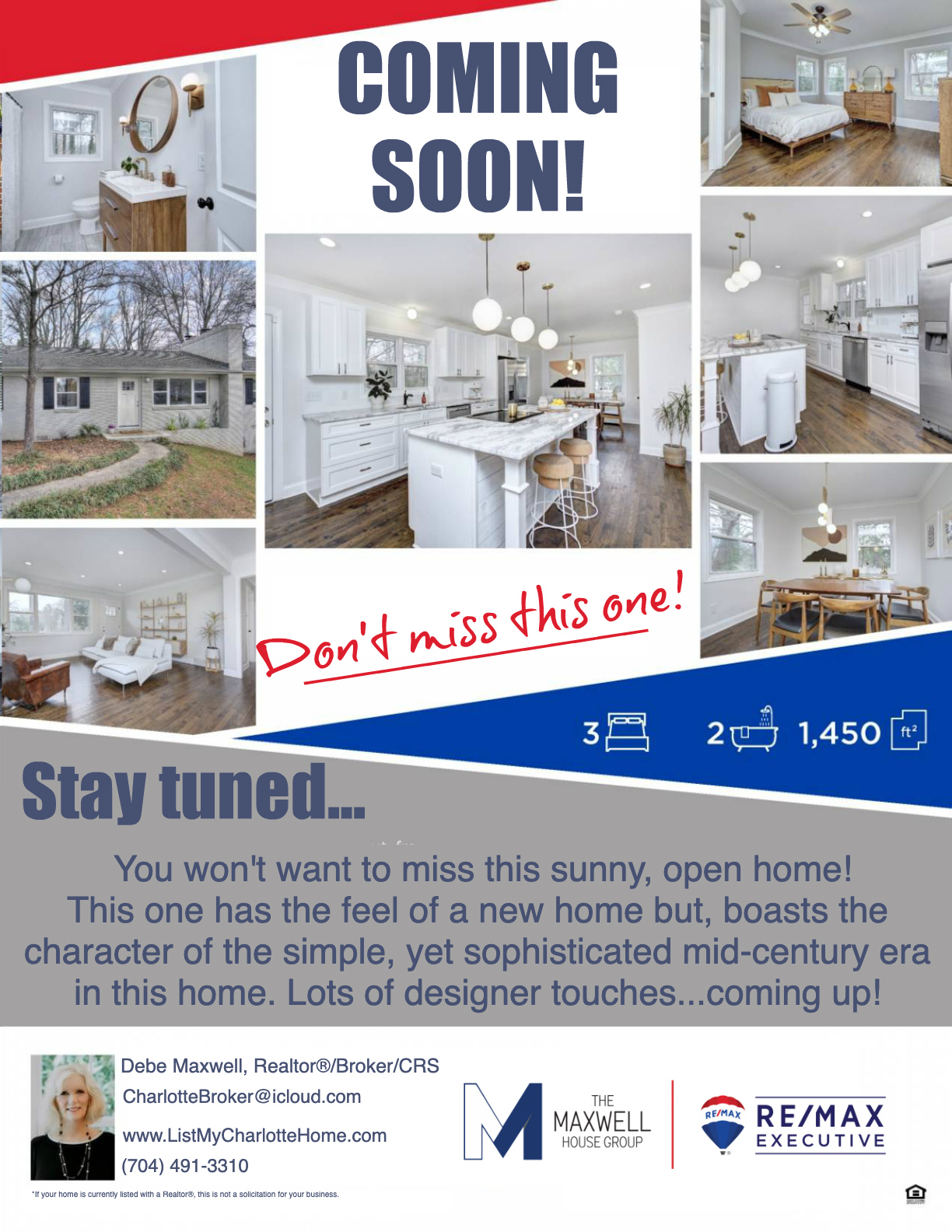 COMING SOON! MIDCENTURY RANCH HOME IN CHARLOTTE